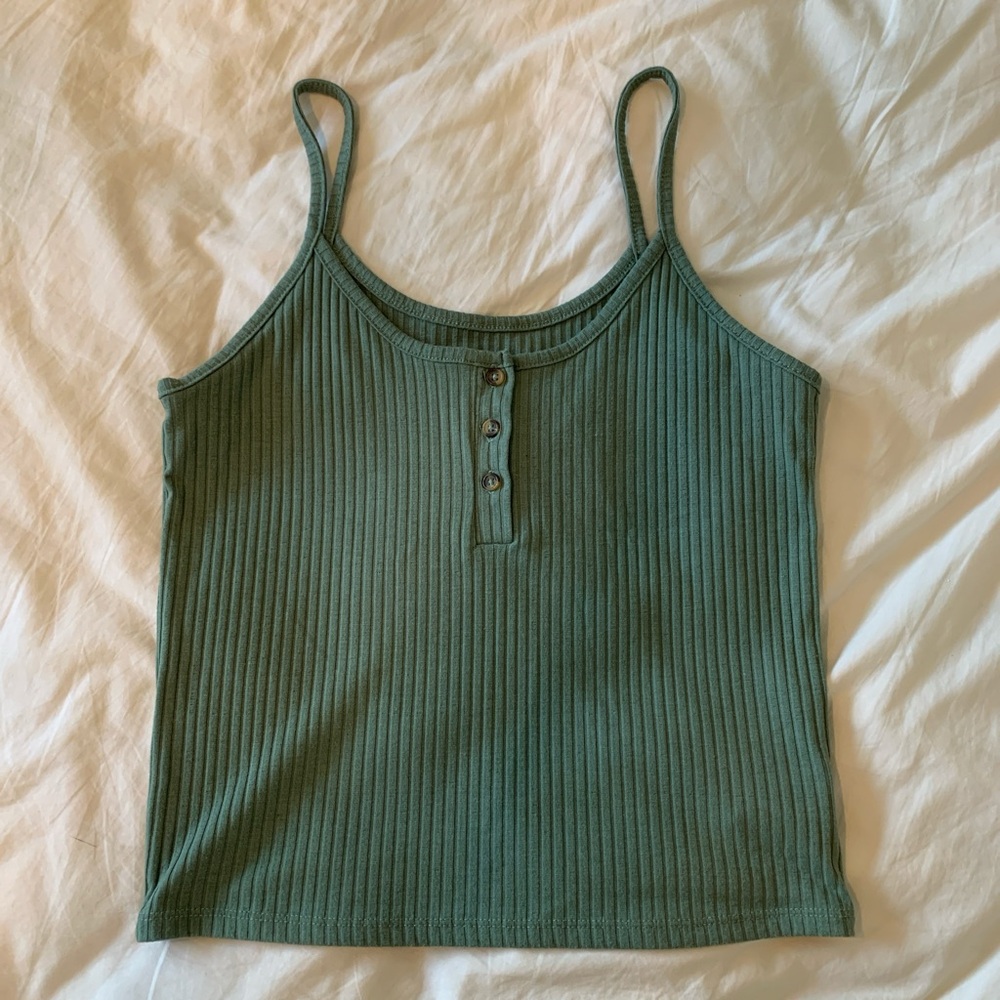 American Eagle Outfitters Olive Green Ribbed Button-Front Camisole
